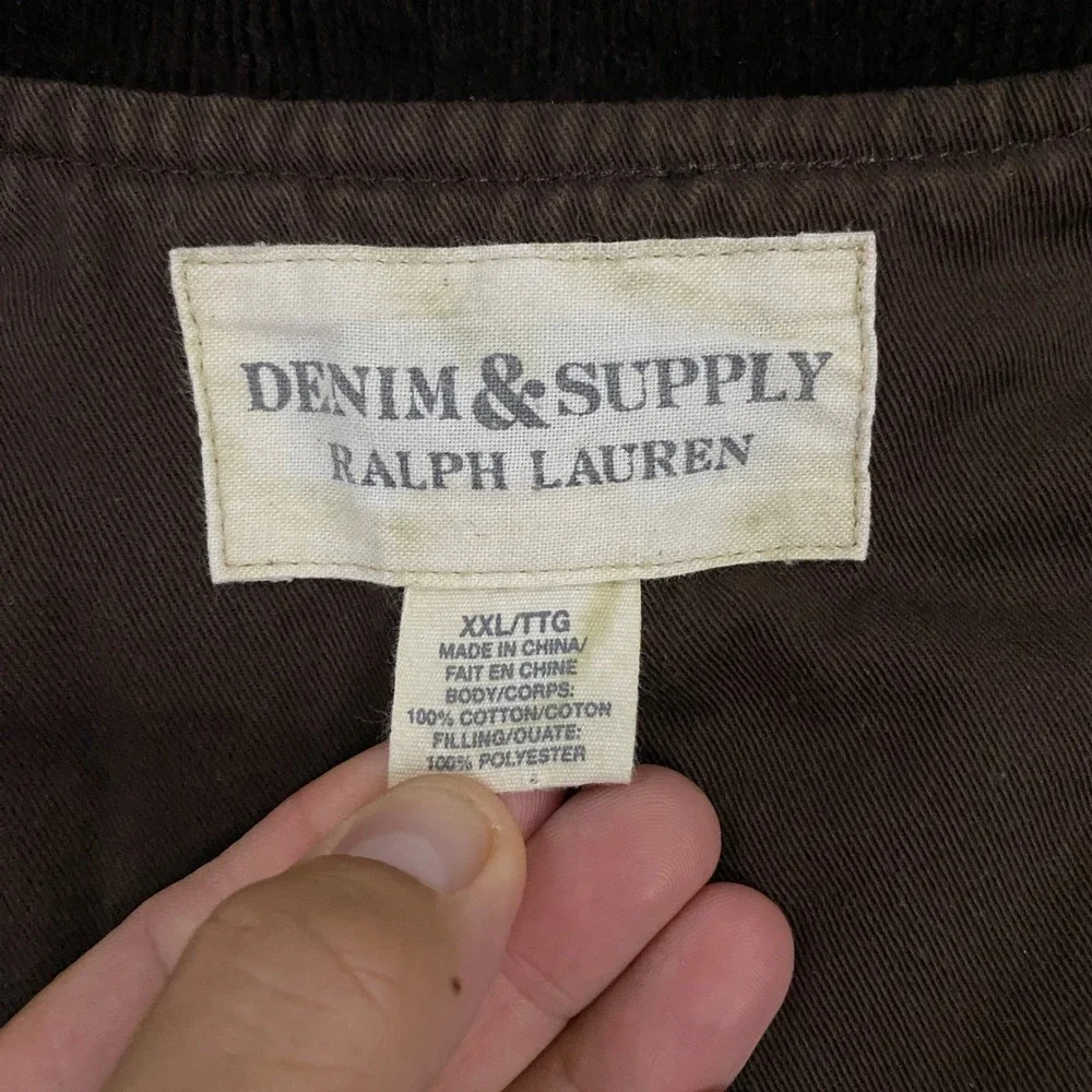 Denim & Supply Ralph Lauren Vest Mens 2XL Buffalo Plaid Quilted Corduroy Collar
